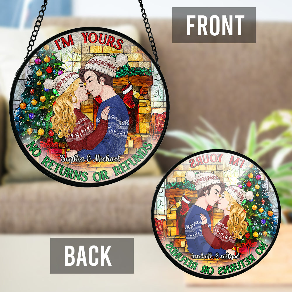 No Returns Or Refunds - Personalized Couple Stained Glass Suncatcher