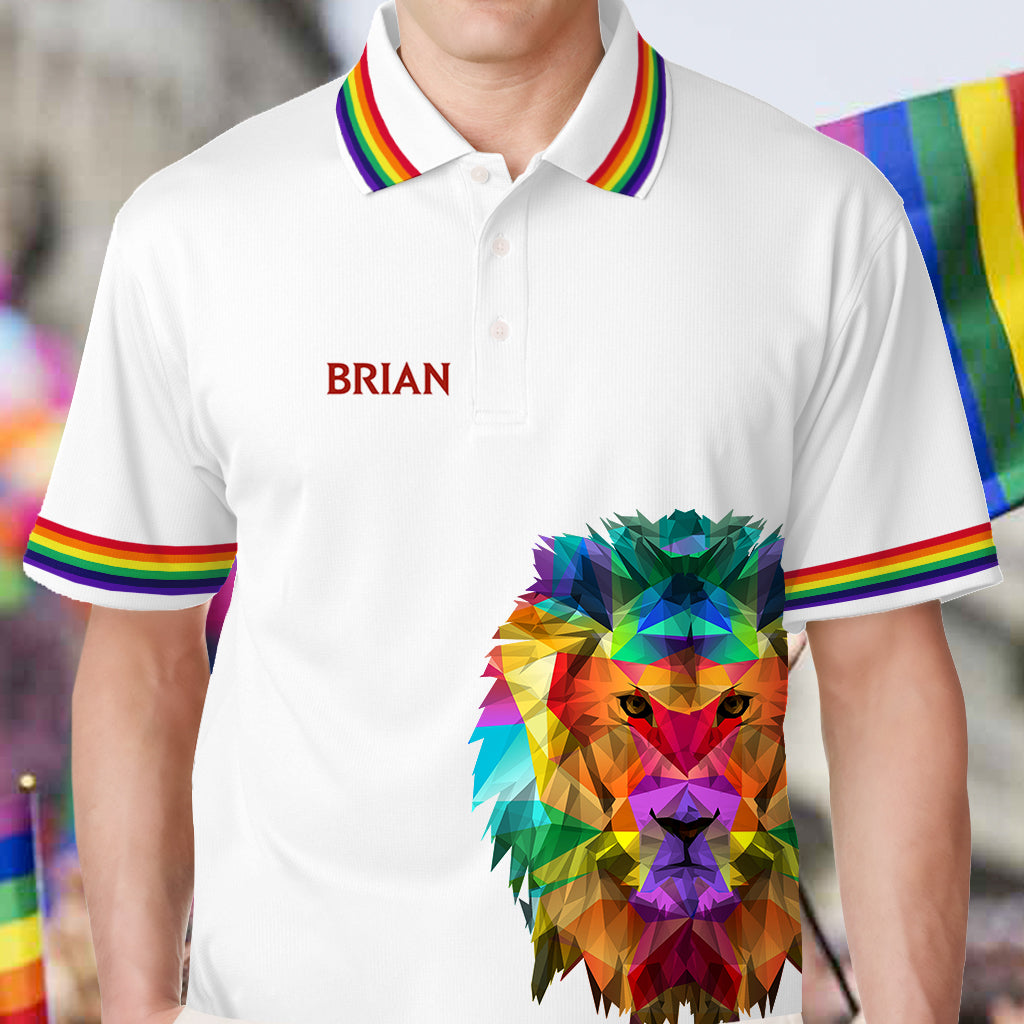 LGBT Pride Month Löwe Das bin ich - Personalisiertes LGBT-Unterstützungs-Poloshirt