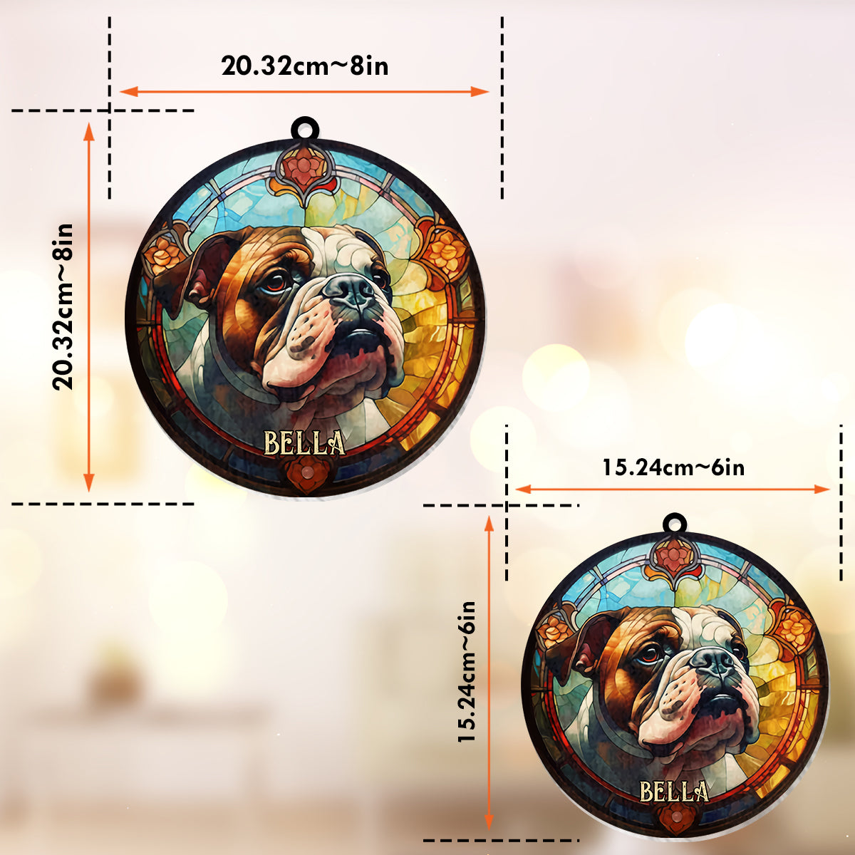 J'aime mon chien - Décoration attrape-soleil personnalisée à suspendre à la fenêtre 