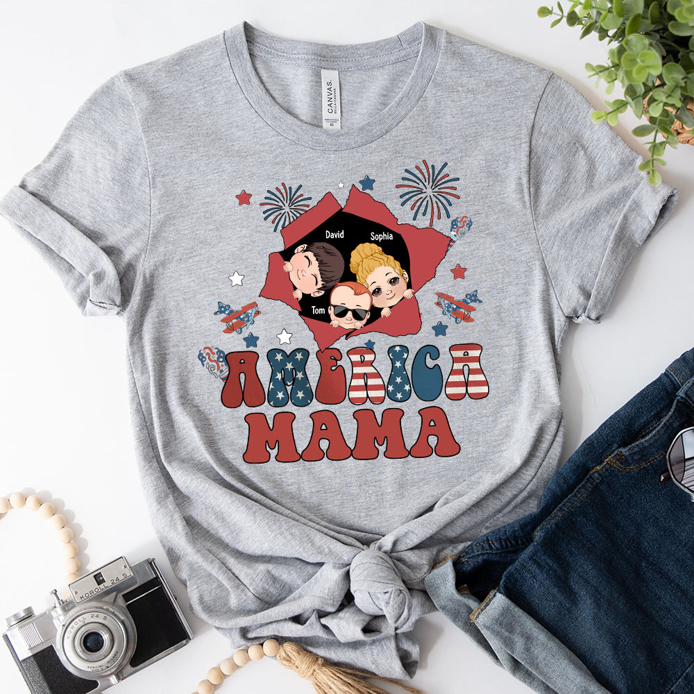 American Mama Any Title Vintage Retro Style - Personalized Mother T-shirt And Hoodie
