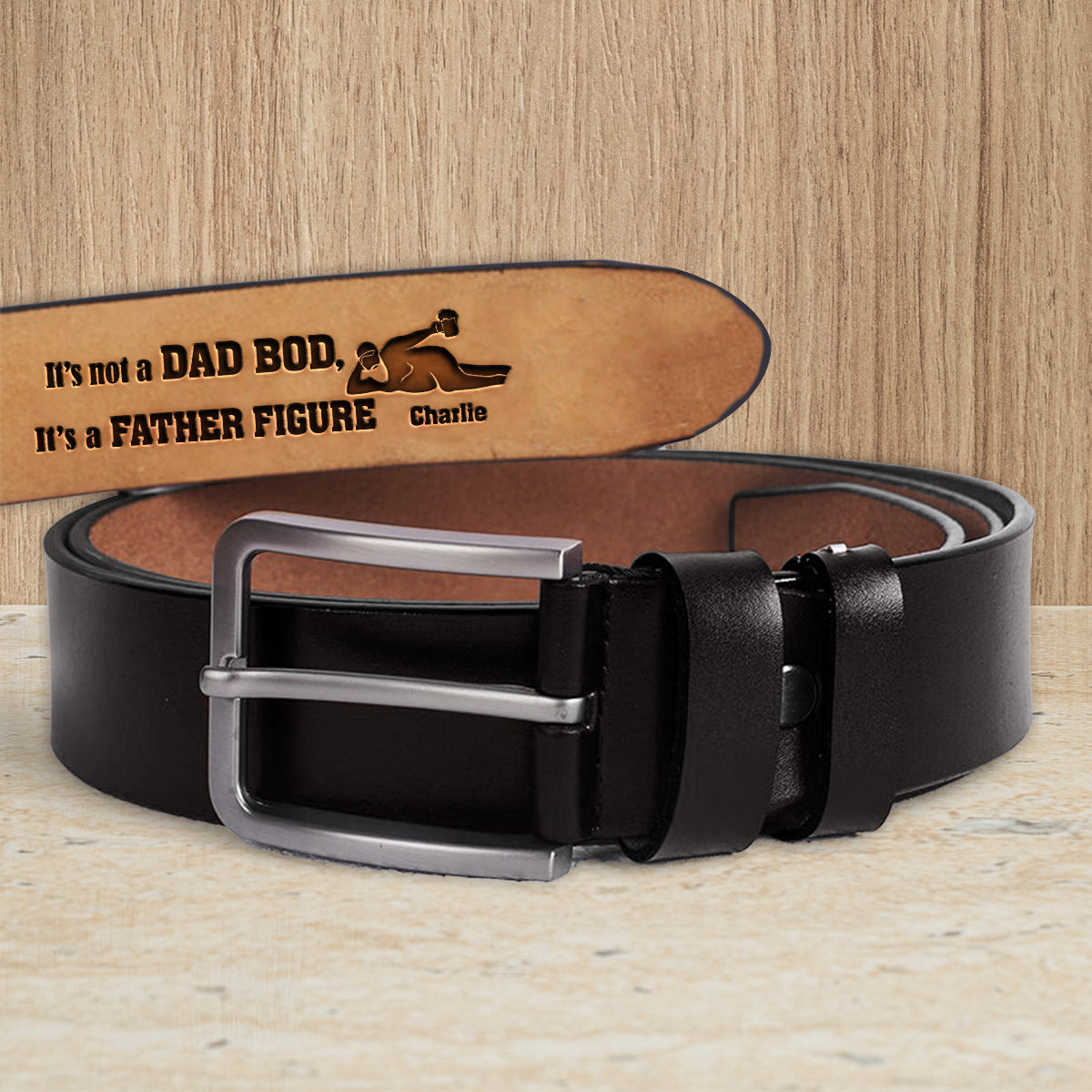 It's Not A Dad Bod It's A Father Figure - Personalized Father Leather Belt