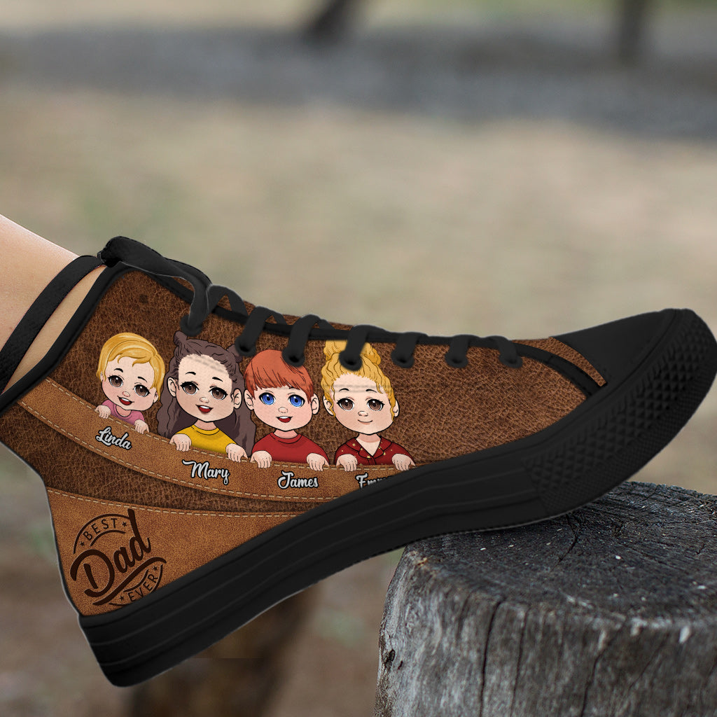 Best Dad Ever - Personalized Father High Top Shoes