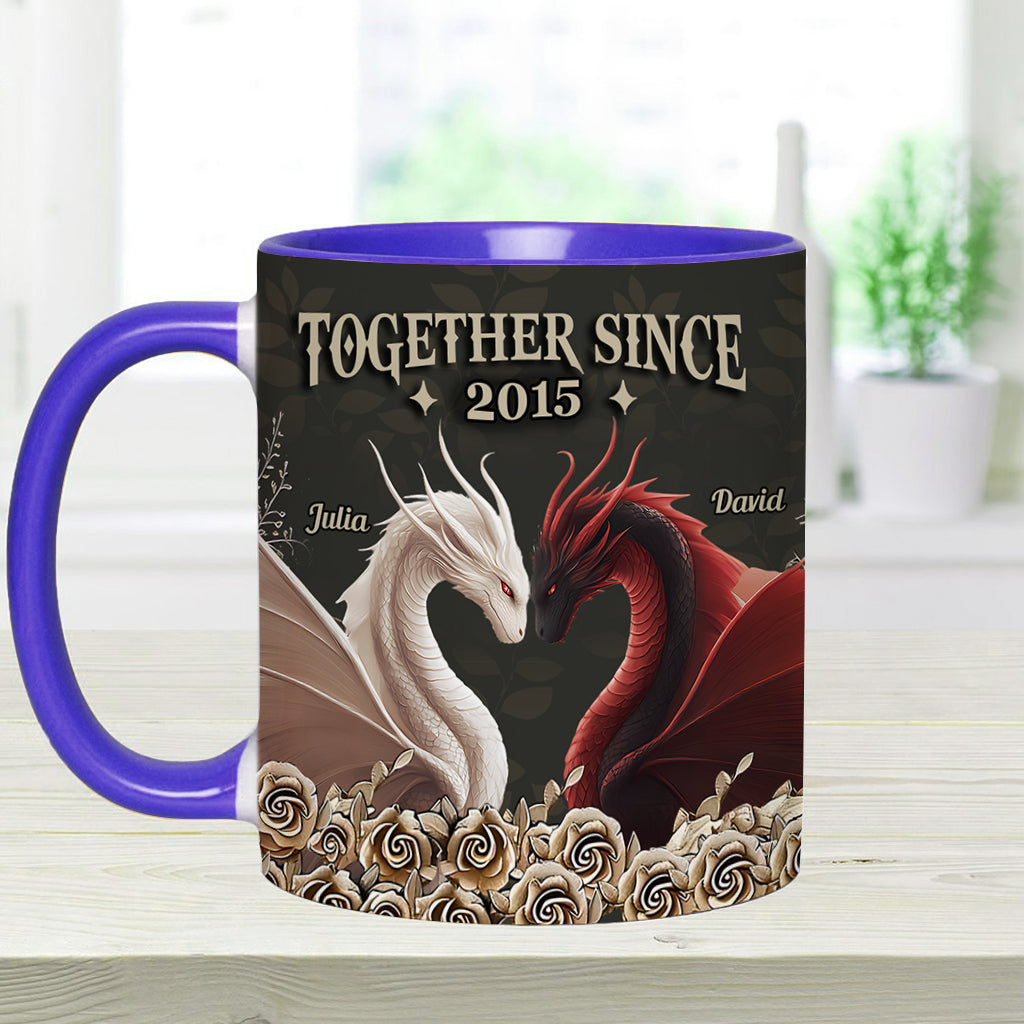 Mug personnalisé « De notre premier baiser » avec motif dragon