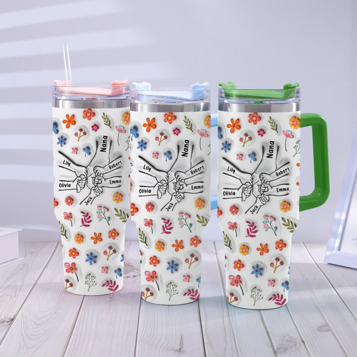 You Hold Our Hand - Personalized Mother Tumbler With Handle