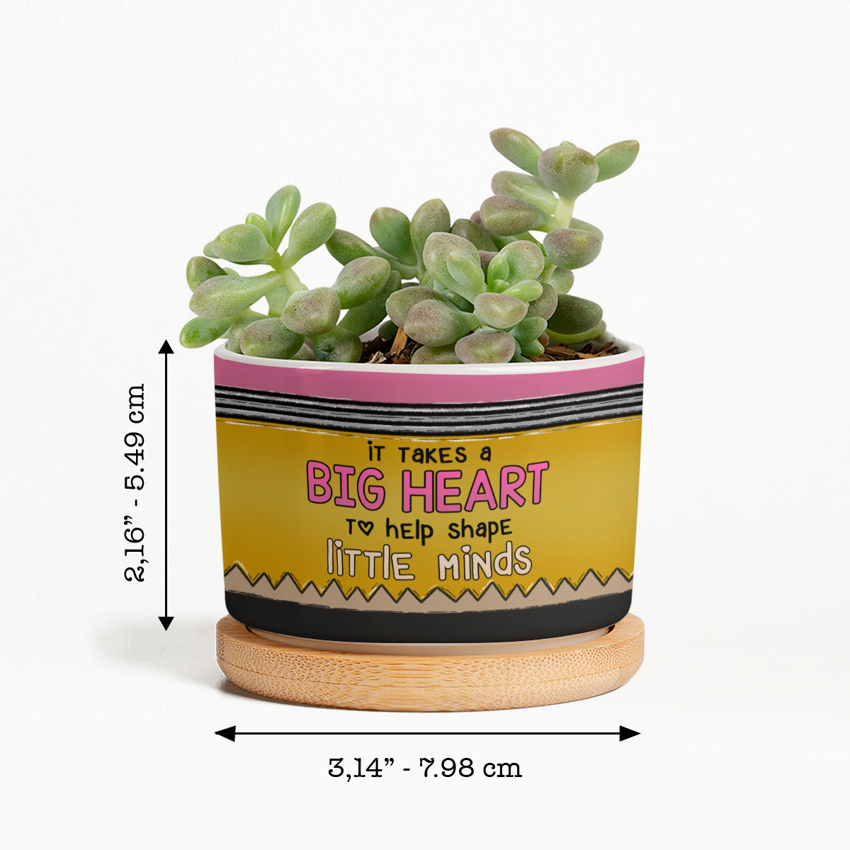 Il faut un grand cœur pour contribuer à façonner les petits esprits - Crayon personnalisé pour enseignants - Pot de fleurs en céramique