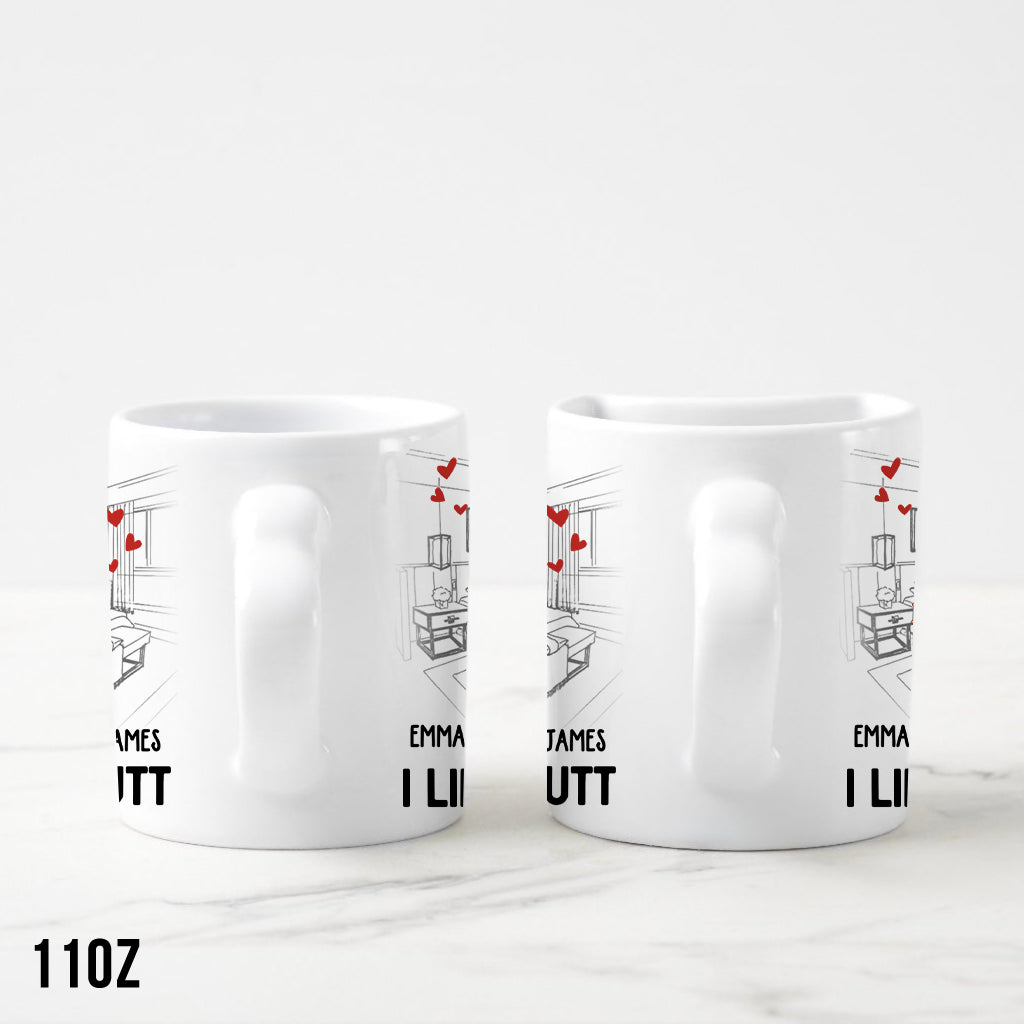 I Like His Beard I Love Her Butt - Personalized Couple Matching Heart Handle Mug