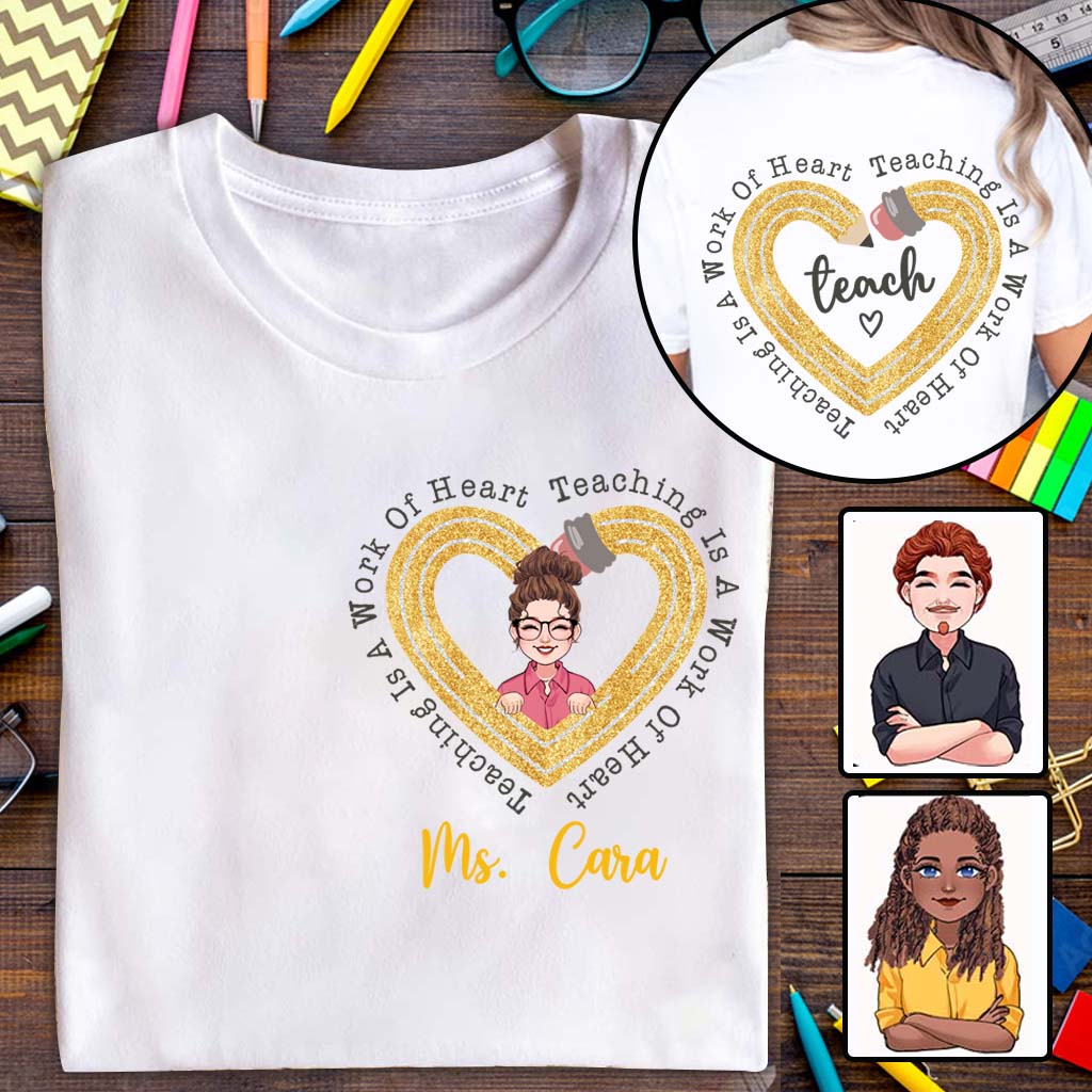 Enseigner, c'est un travail de cœur - T-shirt et sweat à capuche personnalisés pour enseignants