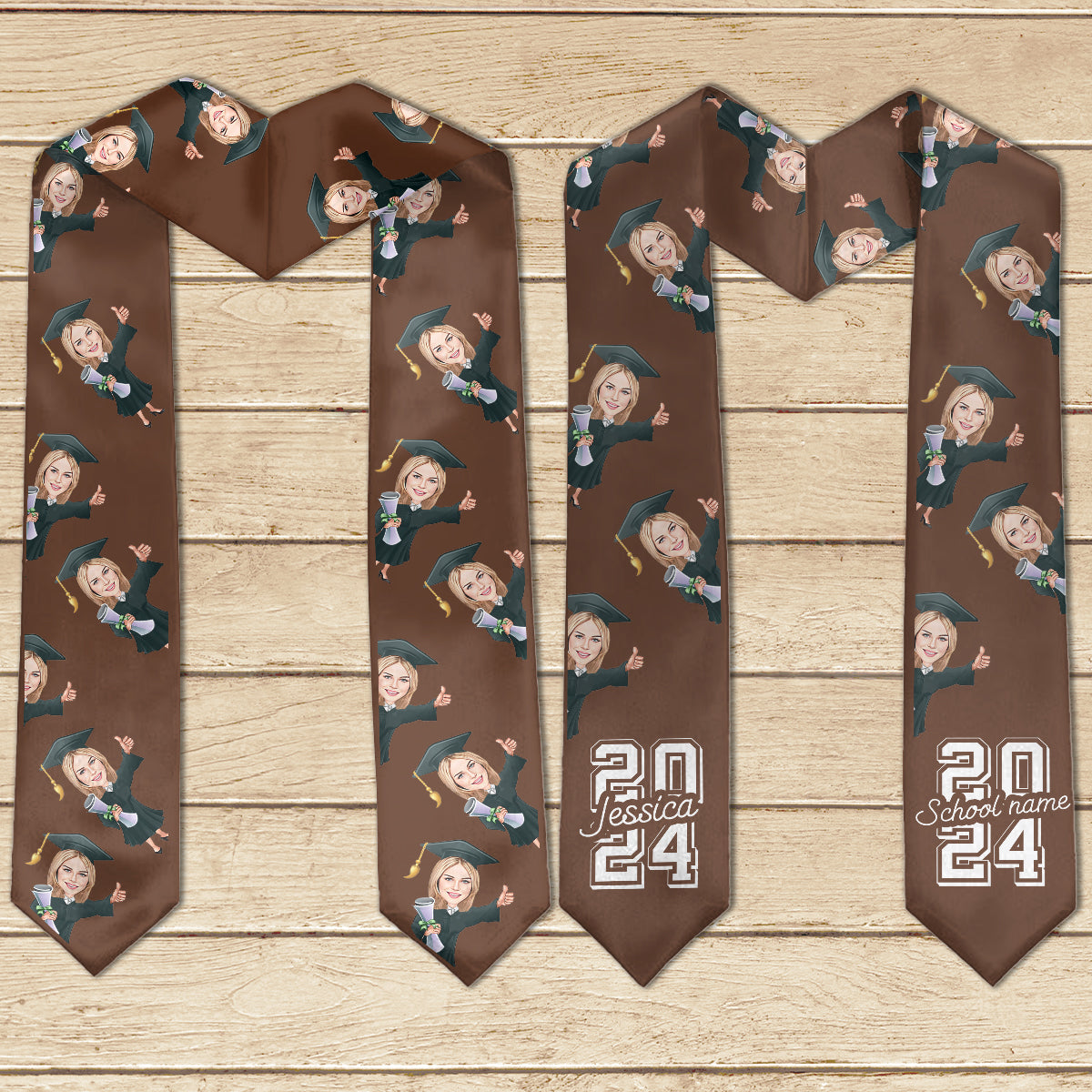 Caricature Funny Character - Personalized Graduation Graduation Stole