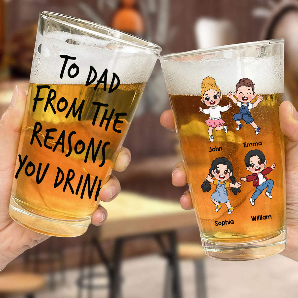 Reasons To Drink - Personalized Father Beer Glass