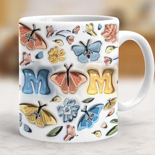 Mother And Children Butterfly - Personalized Mother Mug