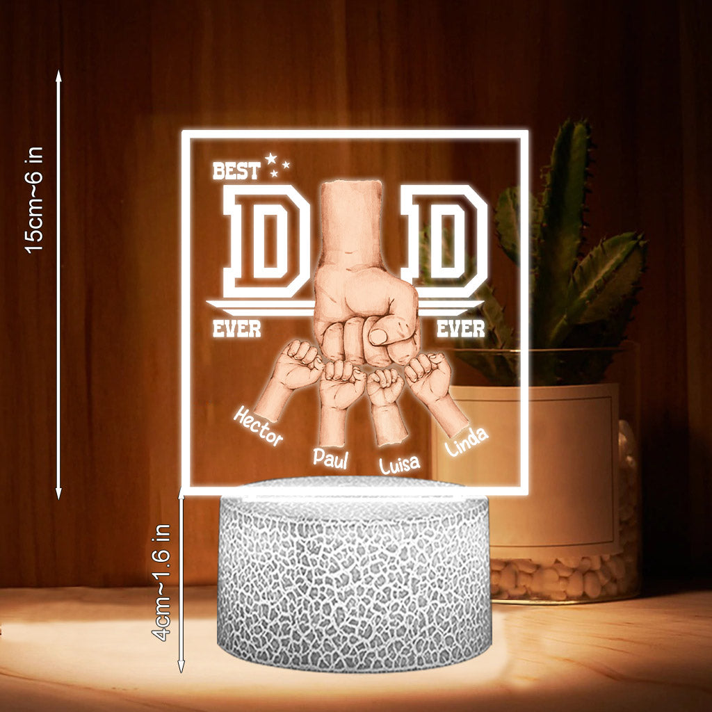 Best Dad Ever Fist Bump - Personalized Father Shaped Plaque Light Base