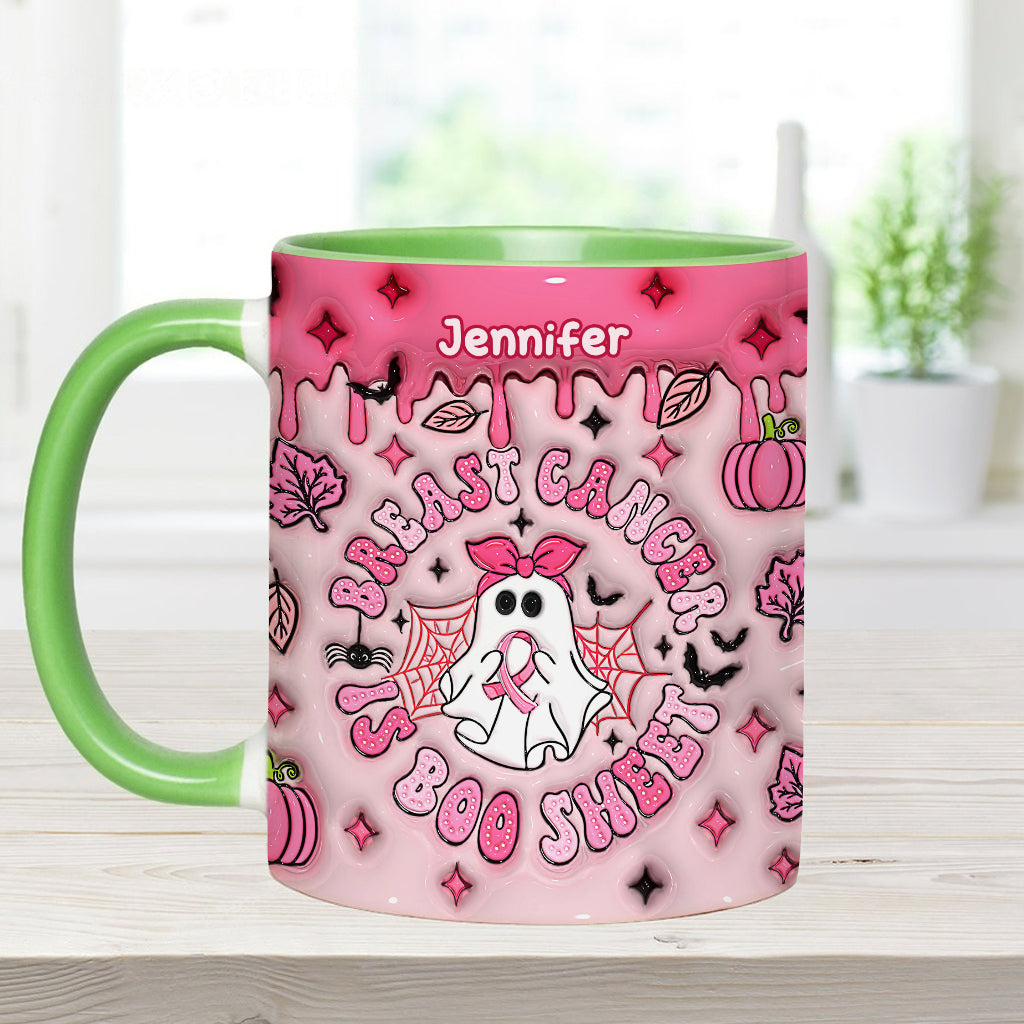 Breast Cancer Is Boo Sheet - Personalized Breast Cancer Awareness Accent Mug