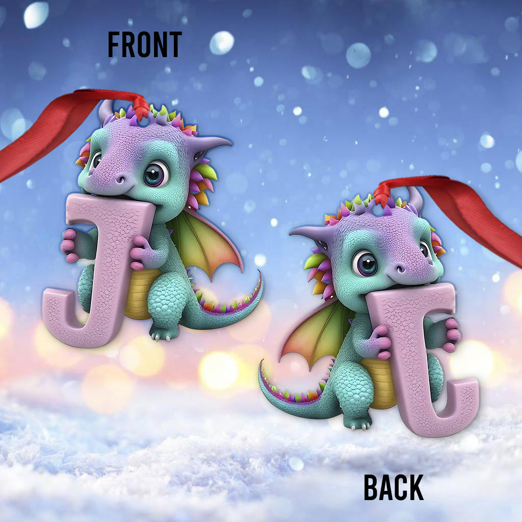 Cute Dragon Letter Ornament - Personalized Dragon Ornament