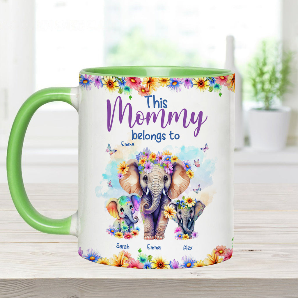 Elephants This Mommy Belongs To - Personalized Mother Accent Mug