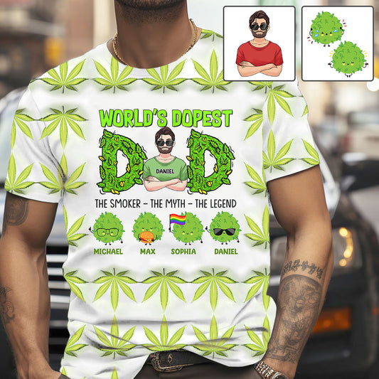 World's Dopest Dad - Personalized Weed All Over Shirt