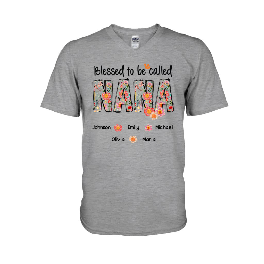 Blessed To Be Called Nana Floral Style - Personalized Grandma T-shirt And Hoodie