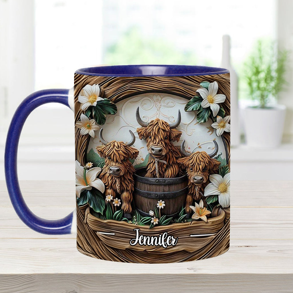Mug personnalisé « J'adore les vaches des Highlands »