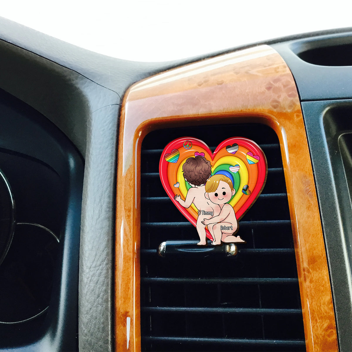 Pride Cute Couple – Personalisierter LGBT-Unterstützungs-Autovisierclip in Form einer Sonnenblende