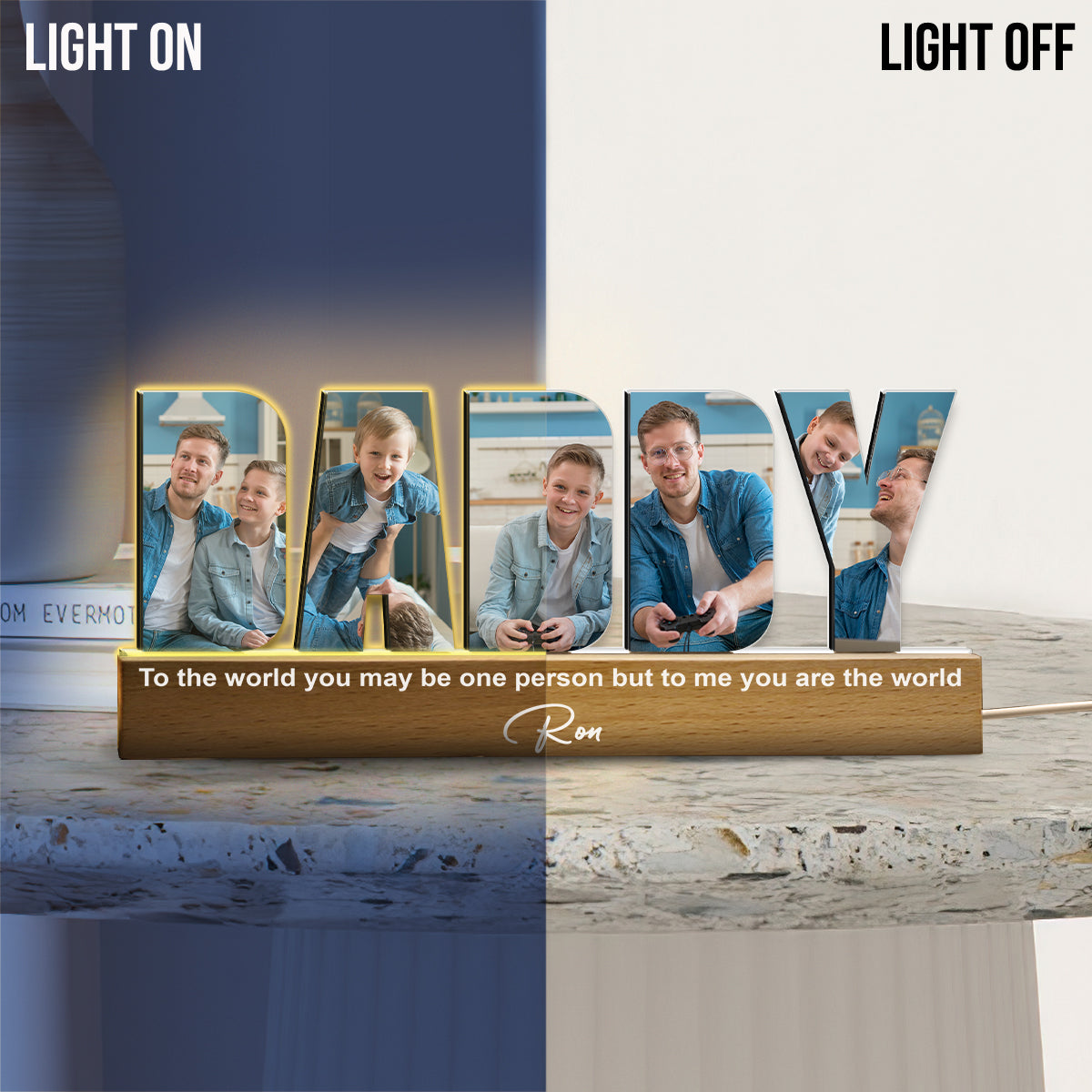Dad Photo Collage - Personalized Father Custom LED Night Light