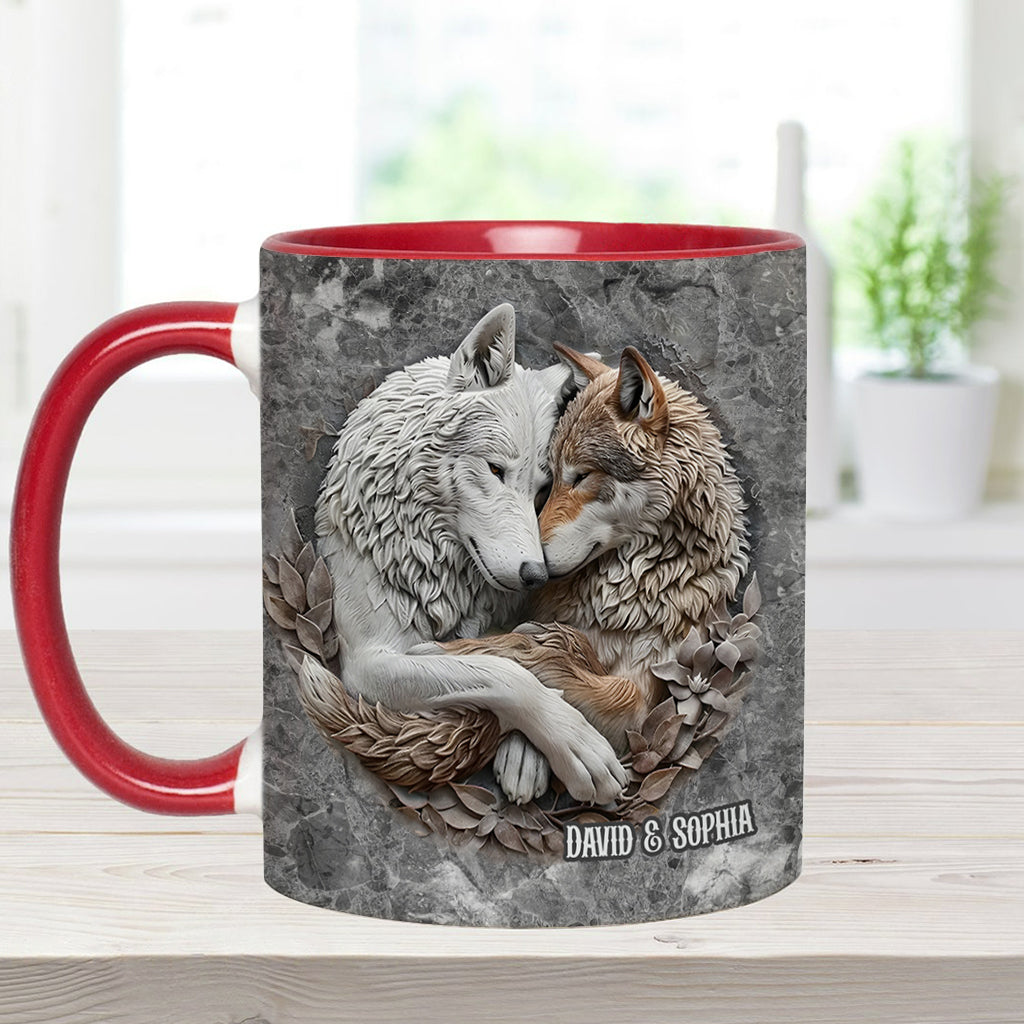 Wolfspaar – Personalisierte Tasse mit Wolfsmotiv
