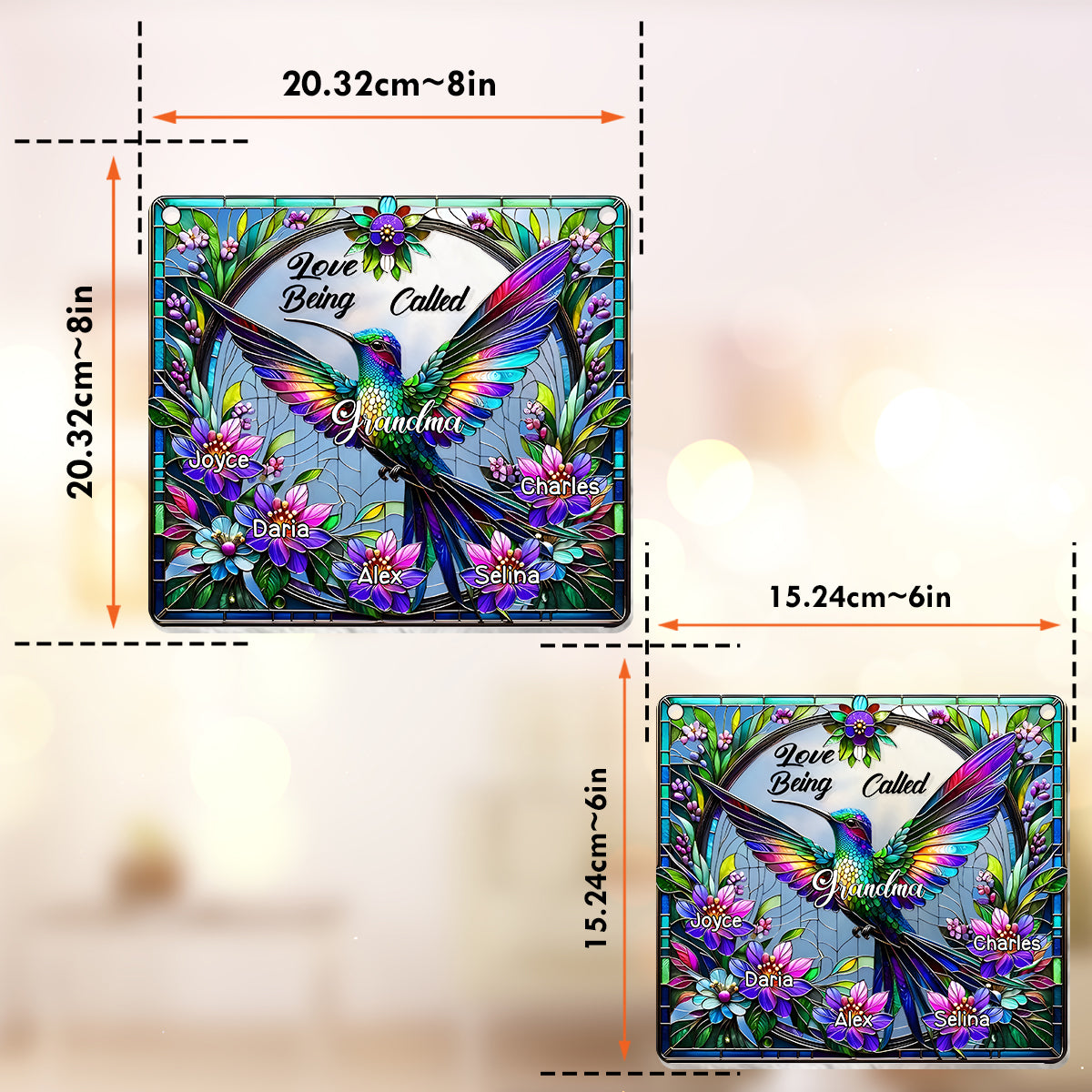 J'adore être appelée Mamie Colibri - Attrape-soleil personnalisé à suspendre à la fenêtre « Mamie » 