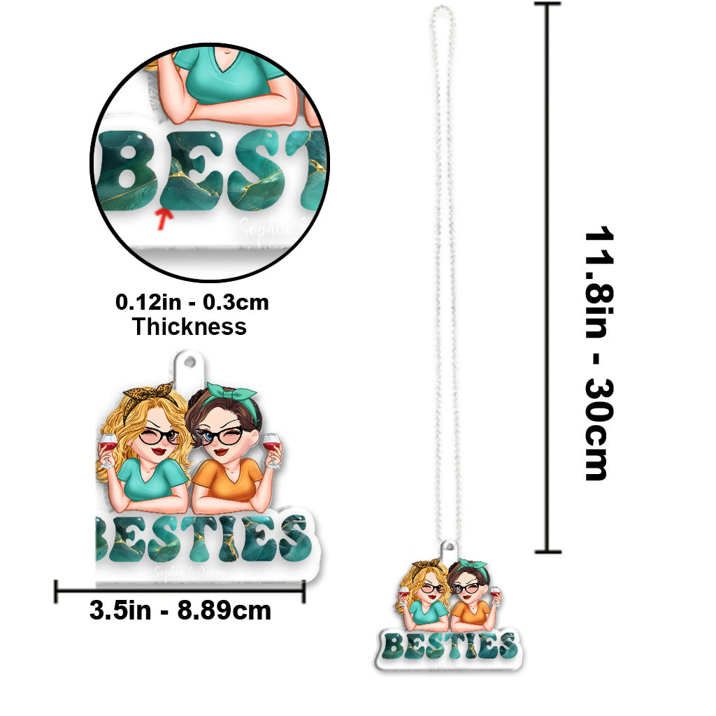 Besties Forever - Personalized Bestie Custom Shaped Car Ornament