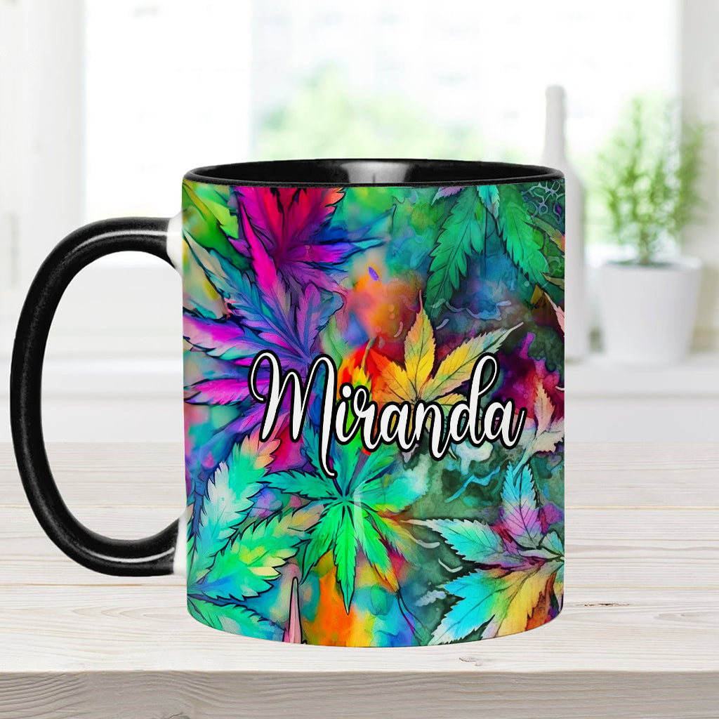 Psychedelic Marijuana Leaf - Personalized Weed Accent Mug