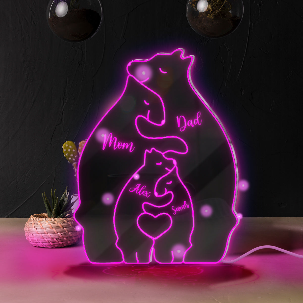 Bear Family - Personalized Family Mirror Light