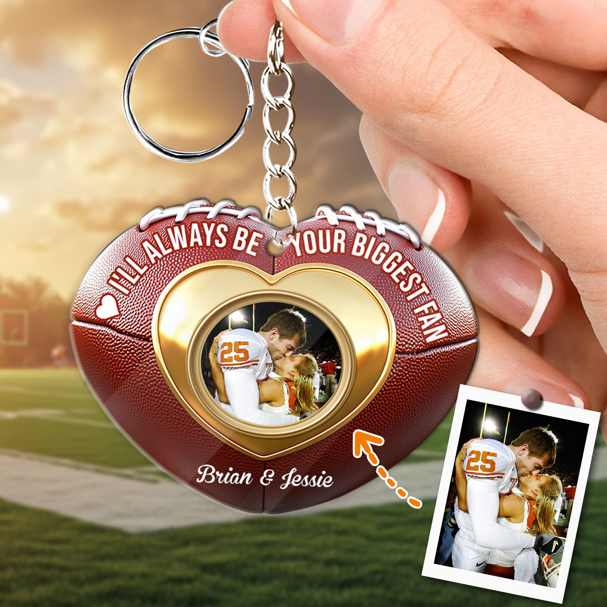 Your Biggest Fan - Personalized Football Keychain