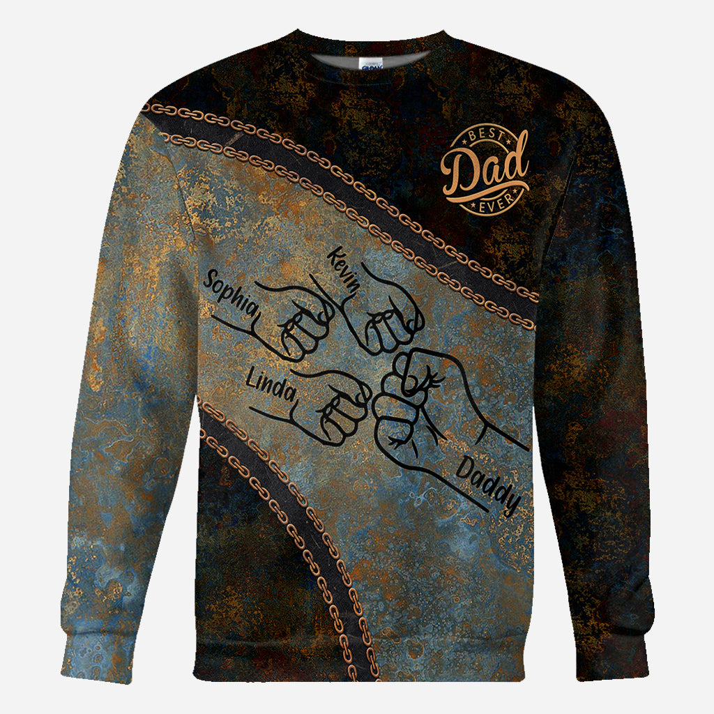 Fist Bump Dad And Children - Personalized Father All Over Shirt