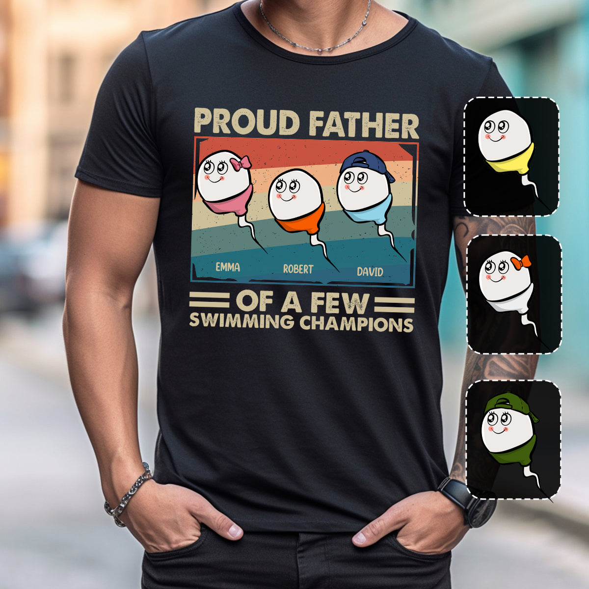 Proud Father Mother Of A Few Swimming Champions - Personalized Father T-shirt And Hoodie