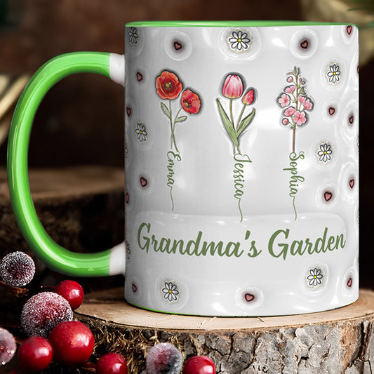 Fleurs du mois de naissance - Jardin de grand-mère - Mug personnalisé pour grand-mère