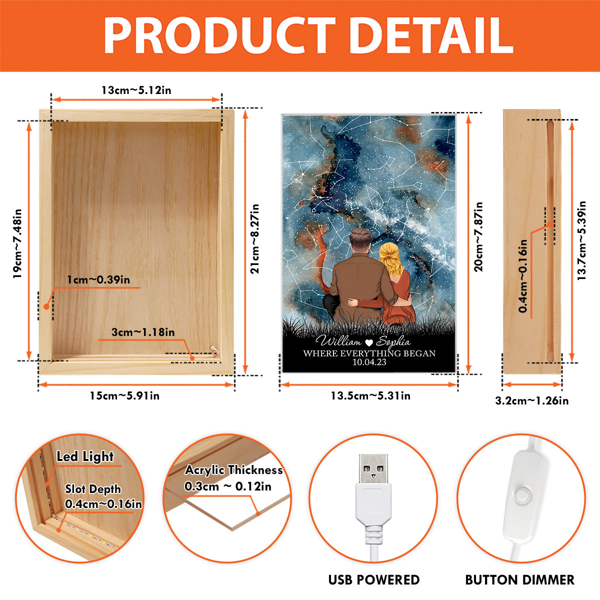 Where Everything Began - Personalized Couple Picture Frame Light Box