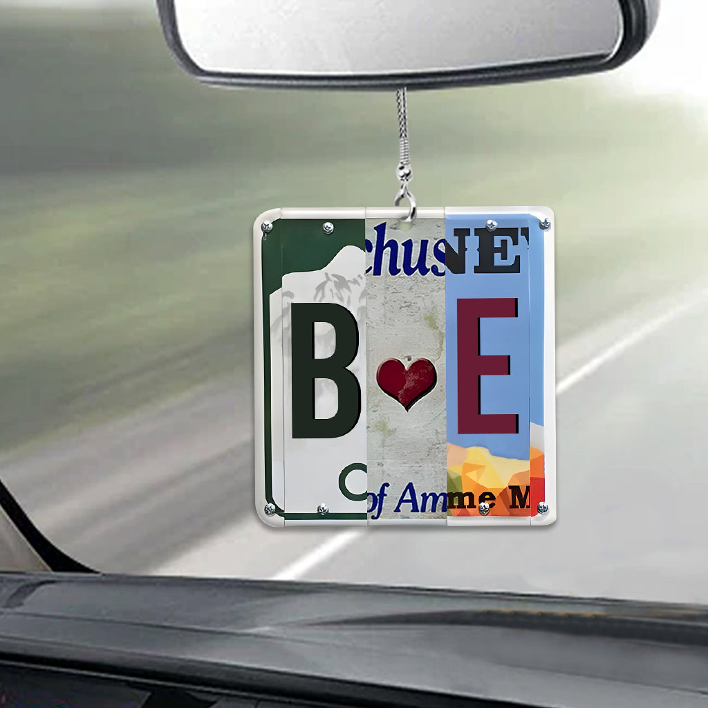 Any Letter Liscense PLate - Personalized Couple Car Ornament