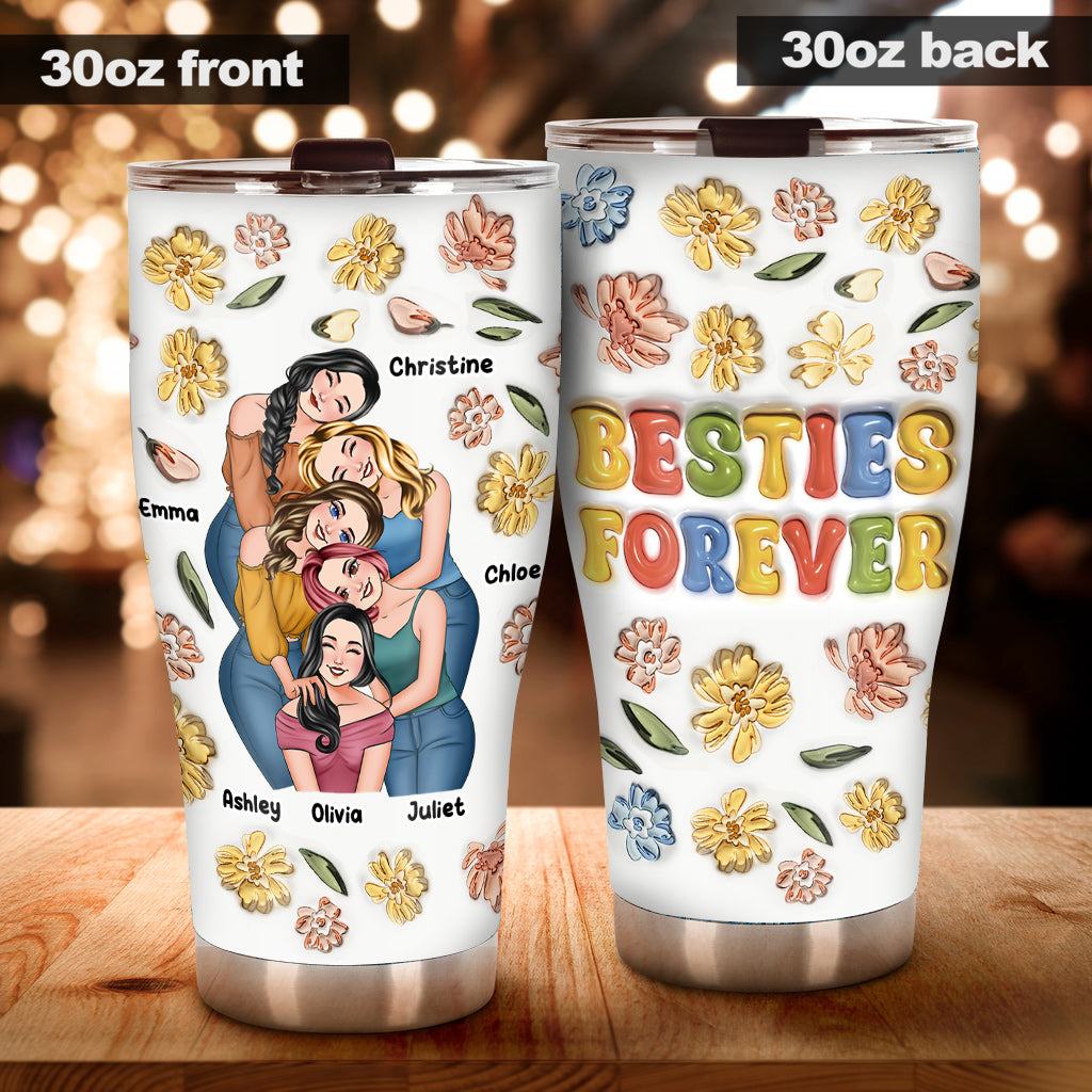 Gobelet personnalisé « Meilleures amies pour toujours » style floral - Gobelet pour meilleures amies
