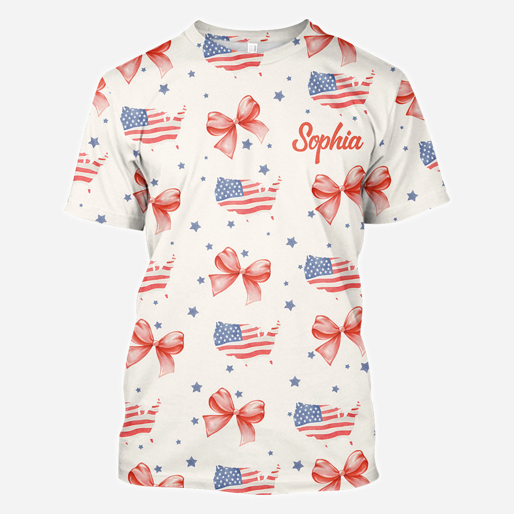 Coquette American Girl - Personalisiertes T-Shirt zum Unabhängigkeitstag/4. Juli