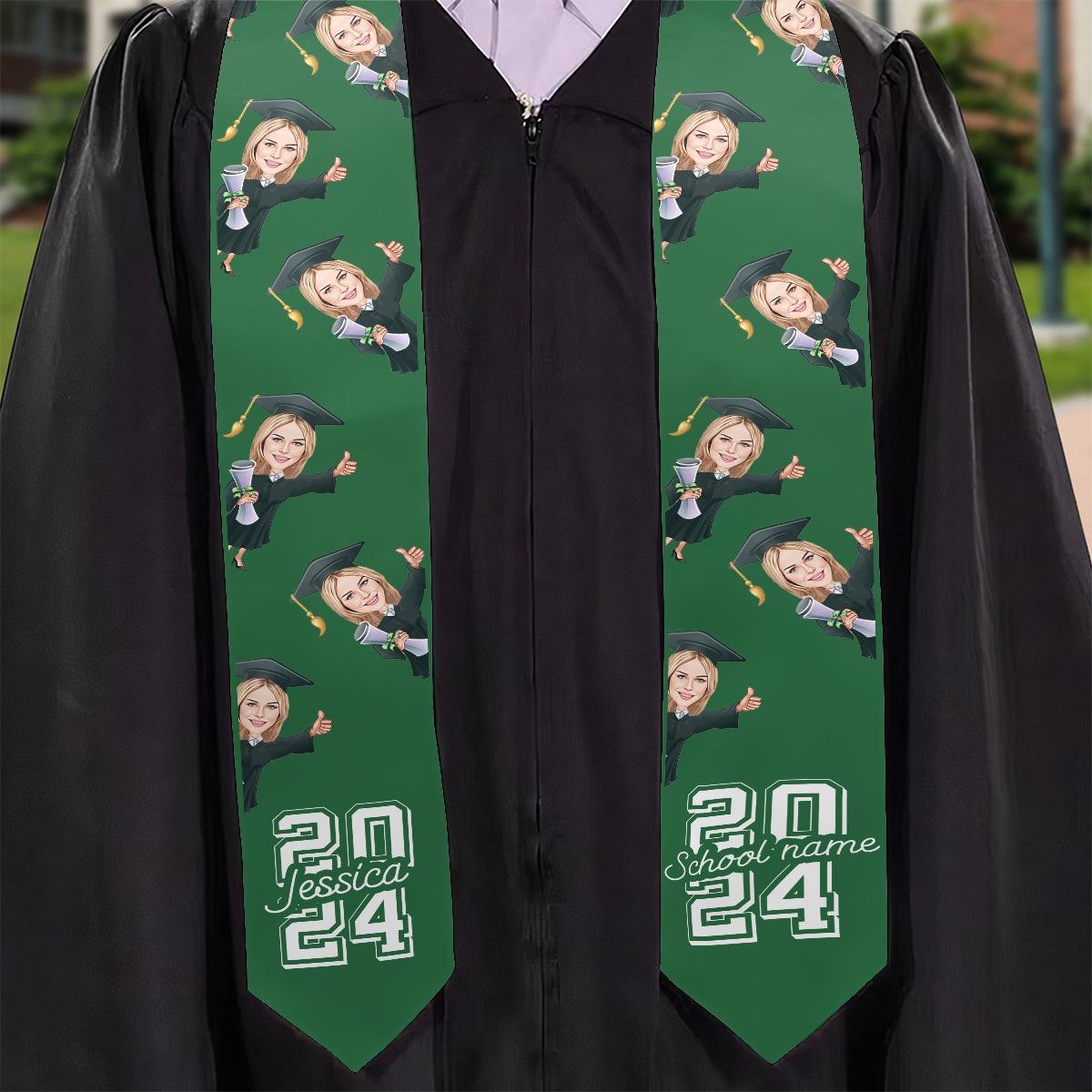 Caricature Funny Character - Personalized Graduation Graduation Stole