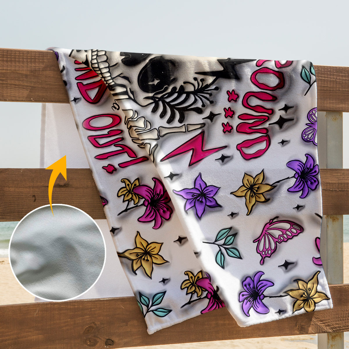 Fuck Around And Find Out - Personalized Skull Beach Towel