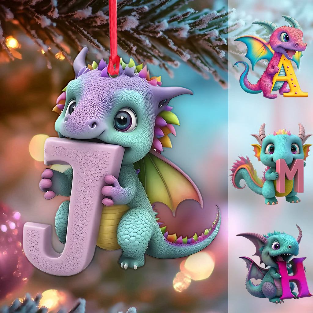 Cute Dragon Letter Ornament - Personalized Dragon Ornament