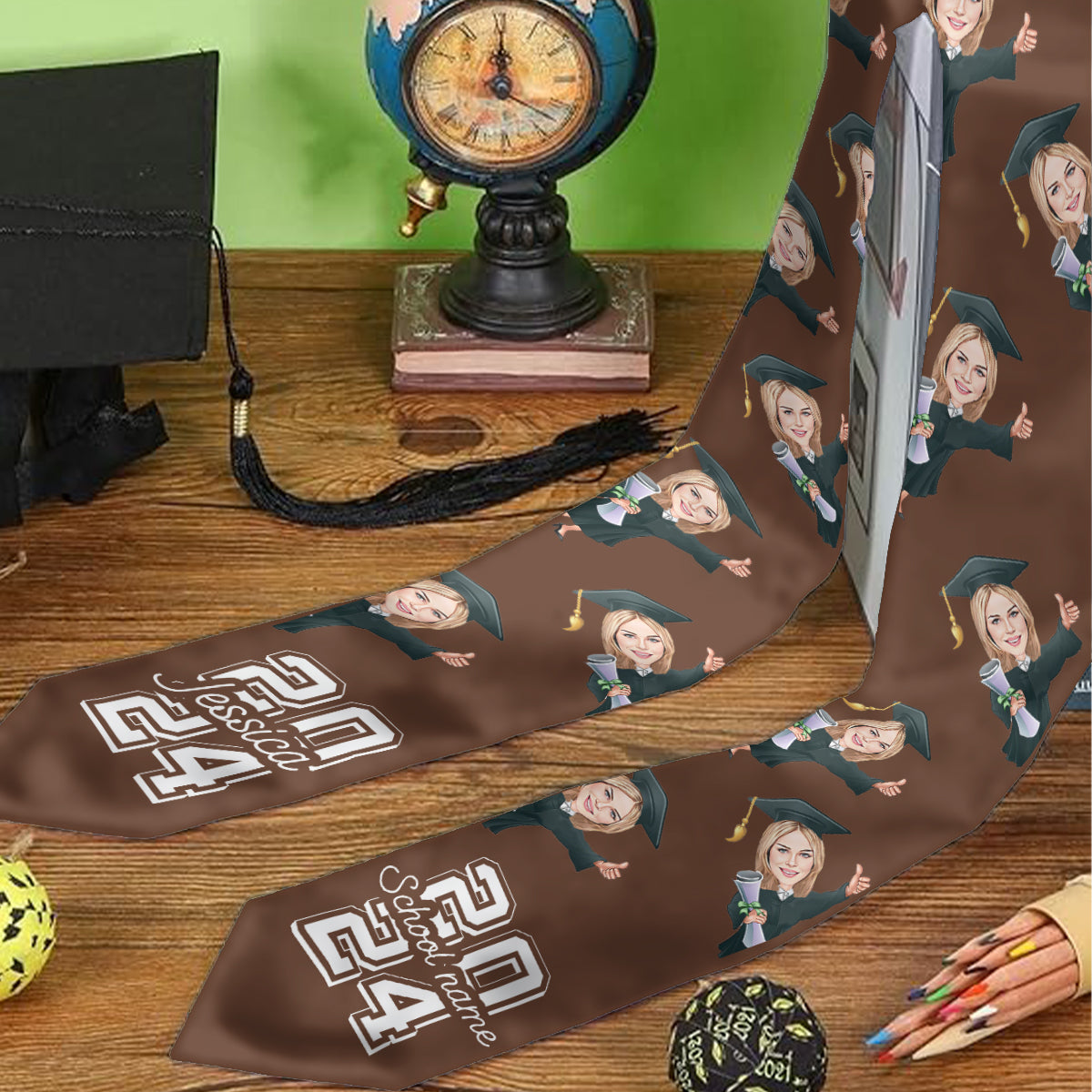 Caricature Funny Character - Personalized Graduation Graduation Stole