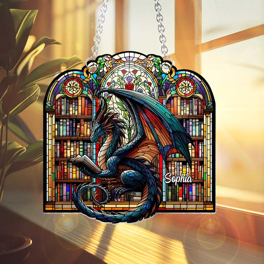 Fiction Reader - Personalized Book Window Hanging Suncatcher Ornament