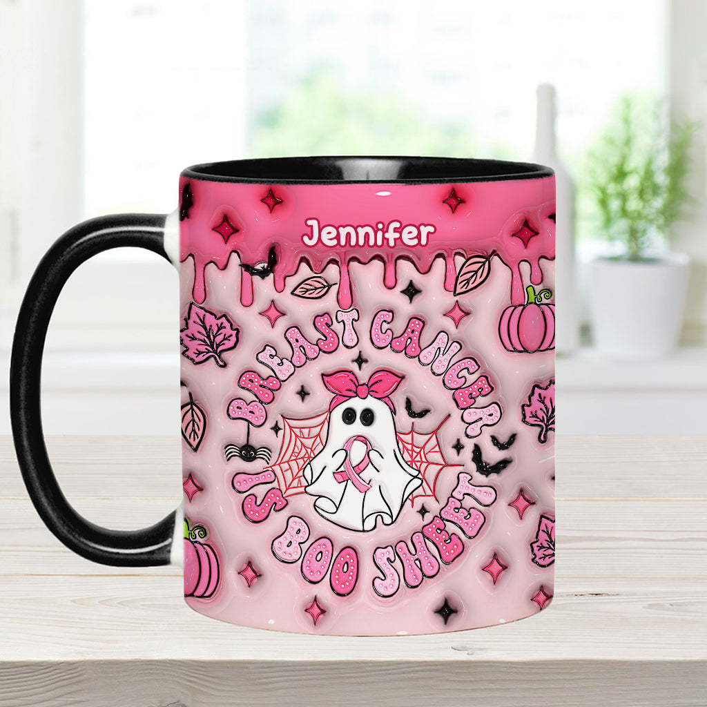 Breast Cancer Is Boo Sheet - Personalized Breast Cancer Awareness Accent Mug