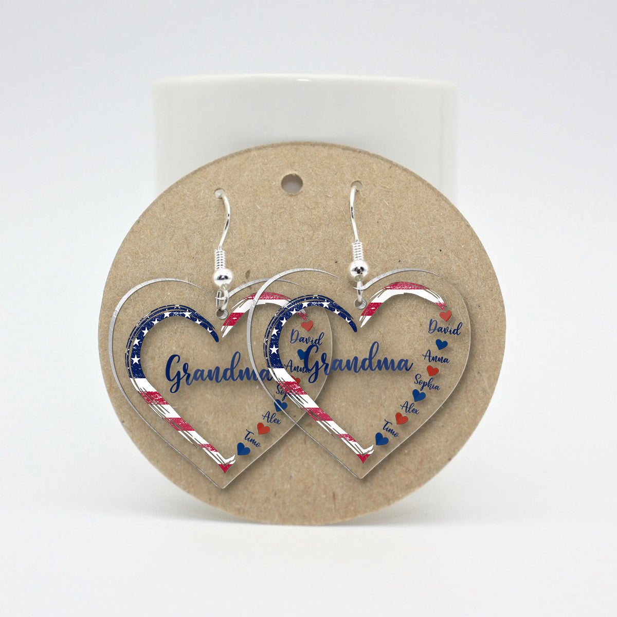First Mom Now Grandma - Personalized Grandma Transparent Earrings