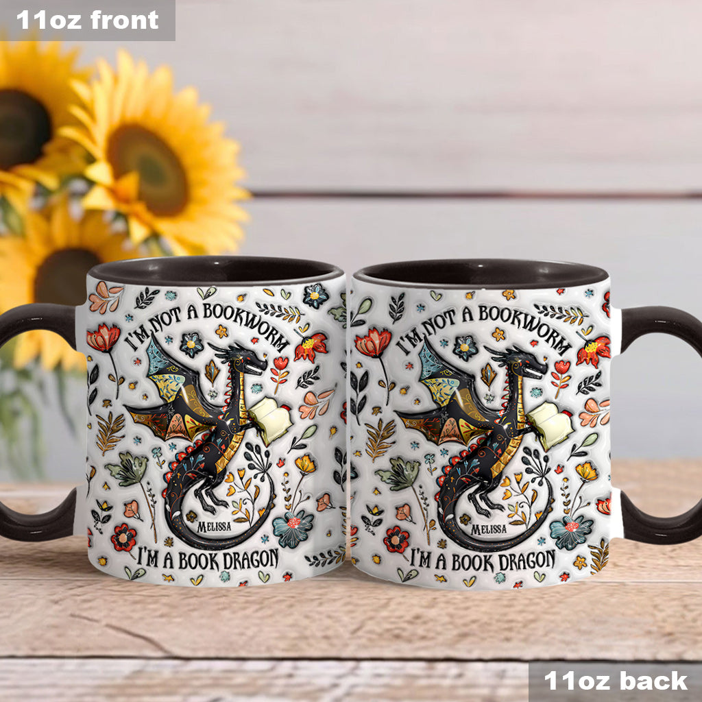 I'm Not A Book Worm I'm A Book Dragon - Personalized Book Accent Mug