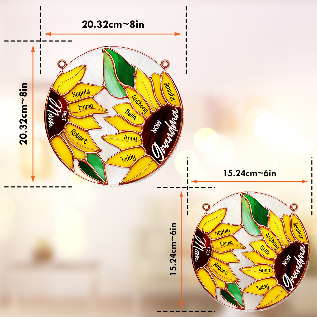 Erst Mama, jetzt Oma – Sonnenblume – Personalisierter Oma-Fensterhänger 