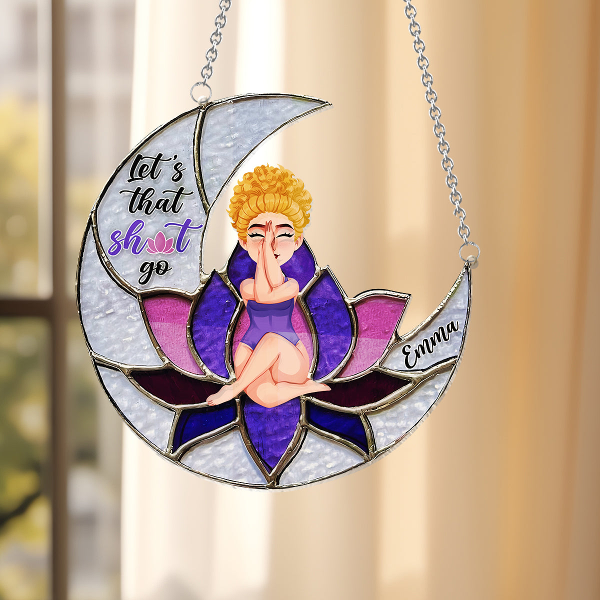 Let's The Thing Go – Personalisierter Yoga-Fensterhänger-Sonnenfänger 