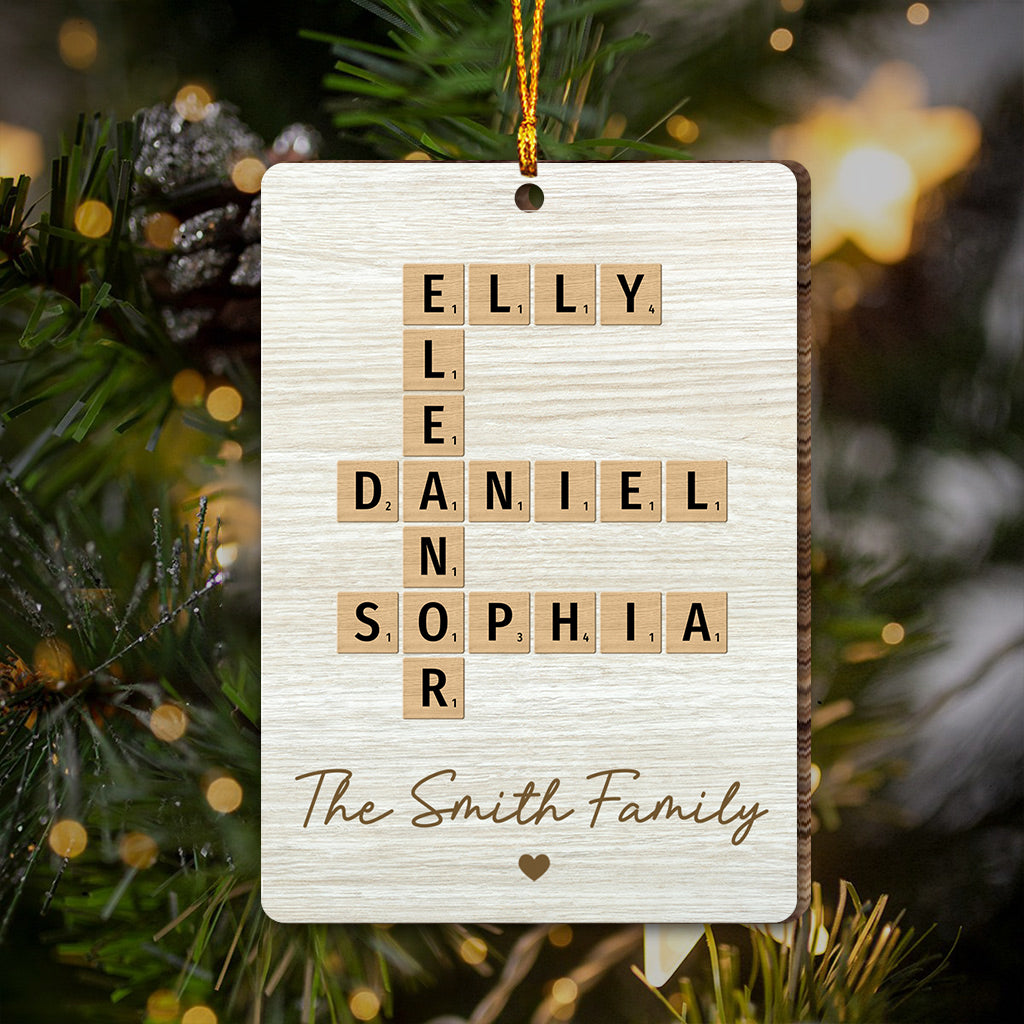 Family Crossword Art - Personalized Family Ornament