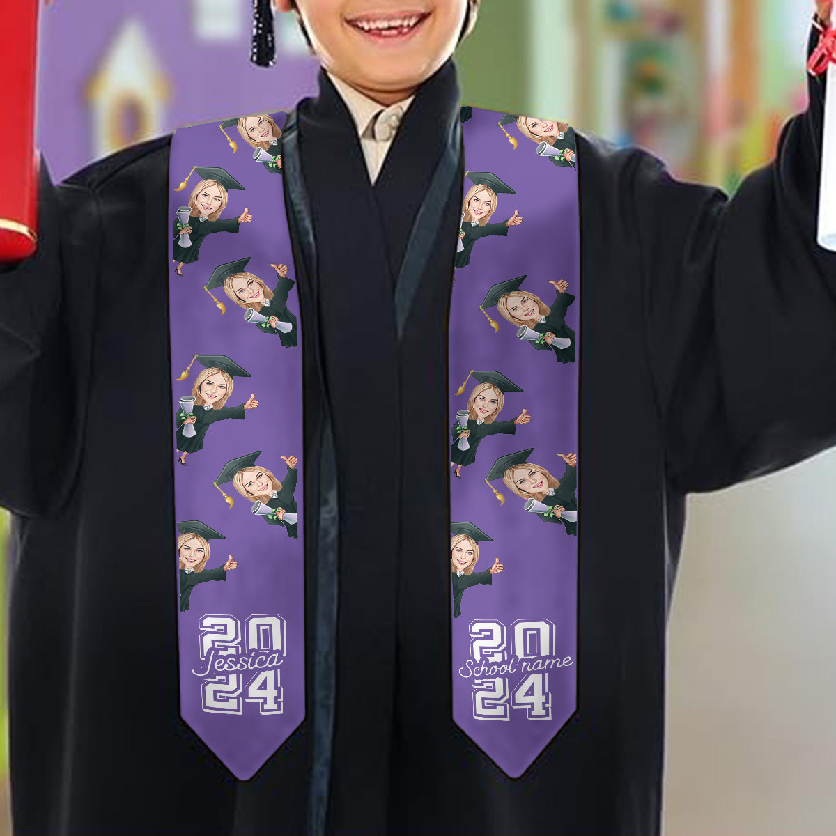 Caricature Funny Character - Personalized Graduation Graduation Stole