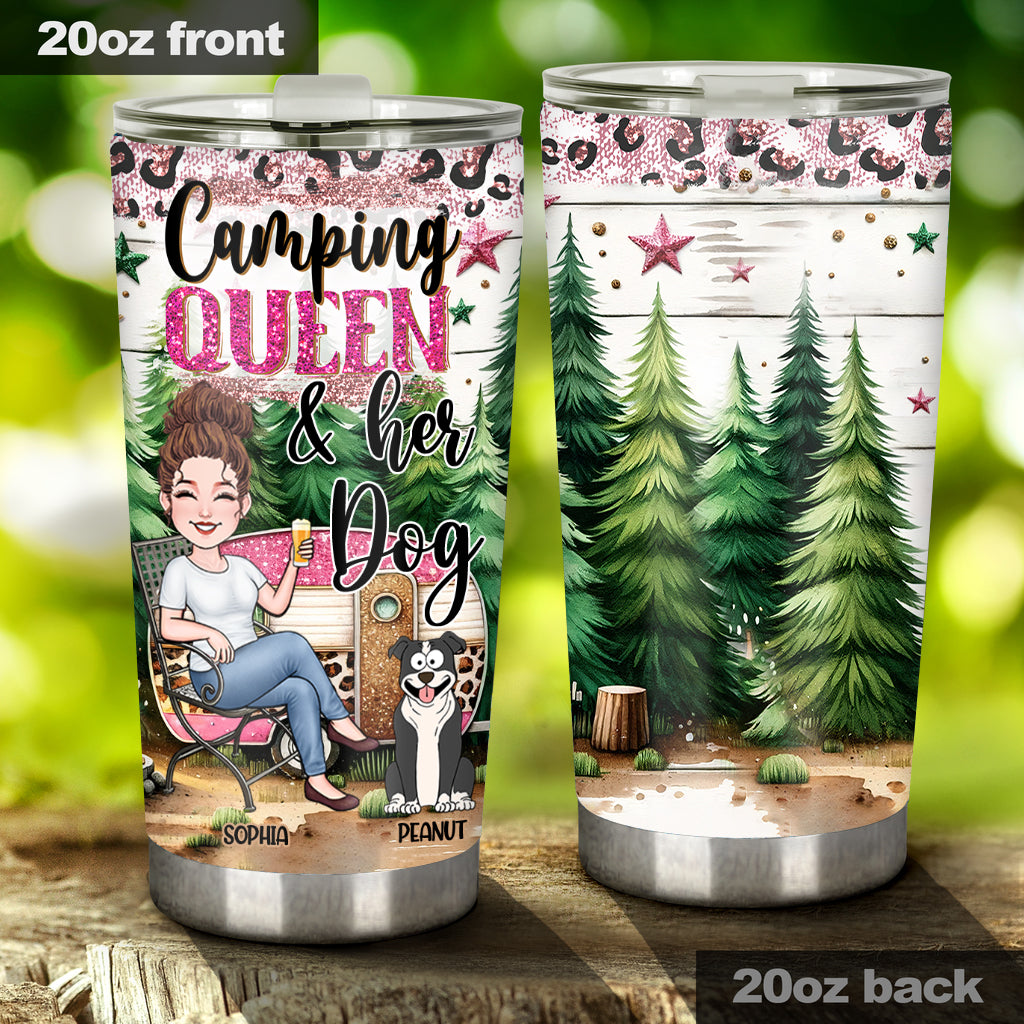 Glamping Queen & Her Dogs/ Cats... - Personalized Camping Tumbler