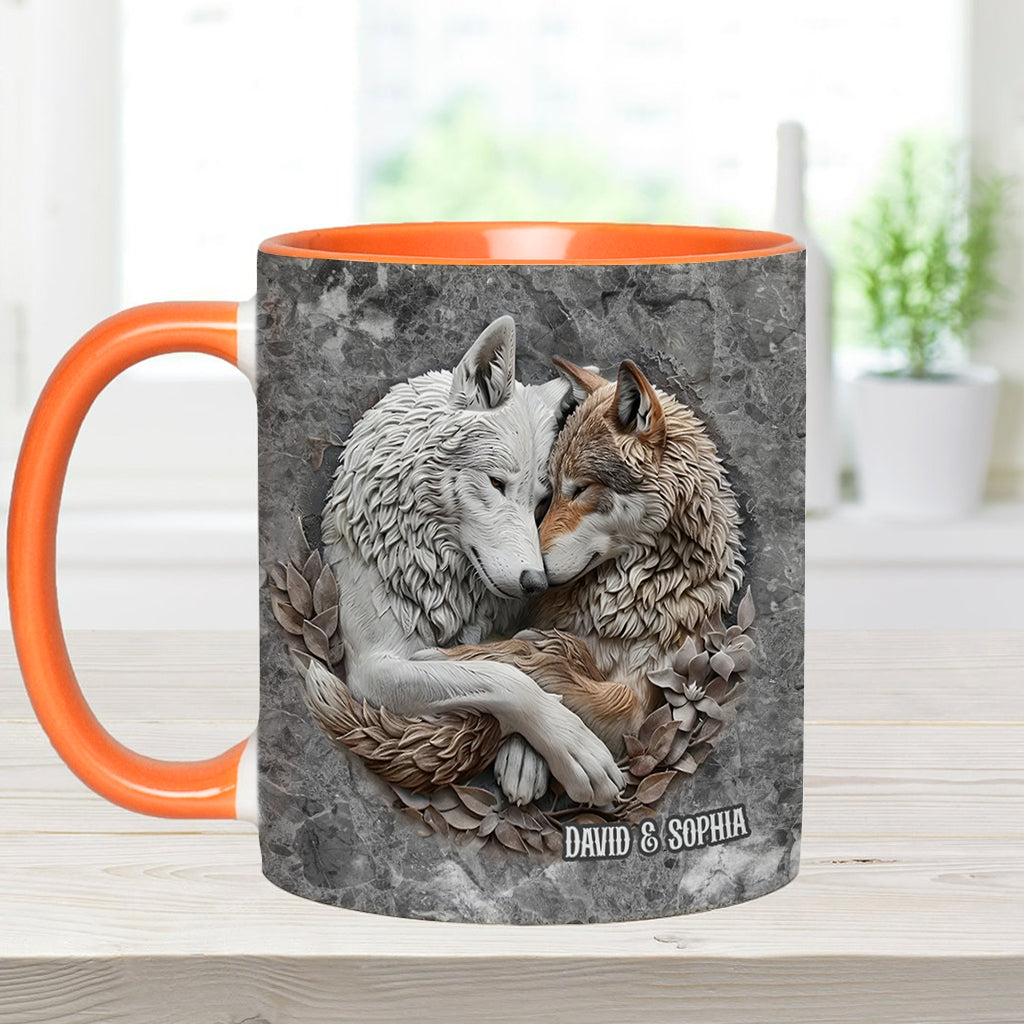 Wolfspaar – Personalisierte Tasse mit Wolfsmotiv